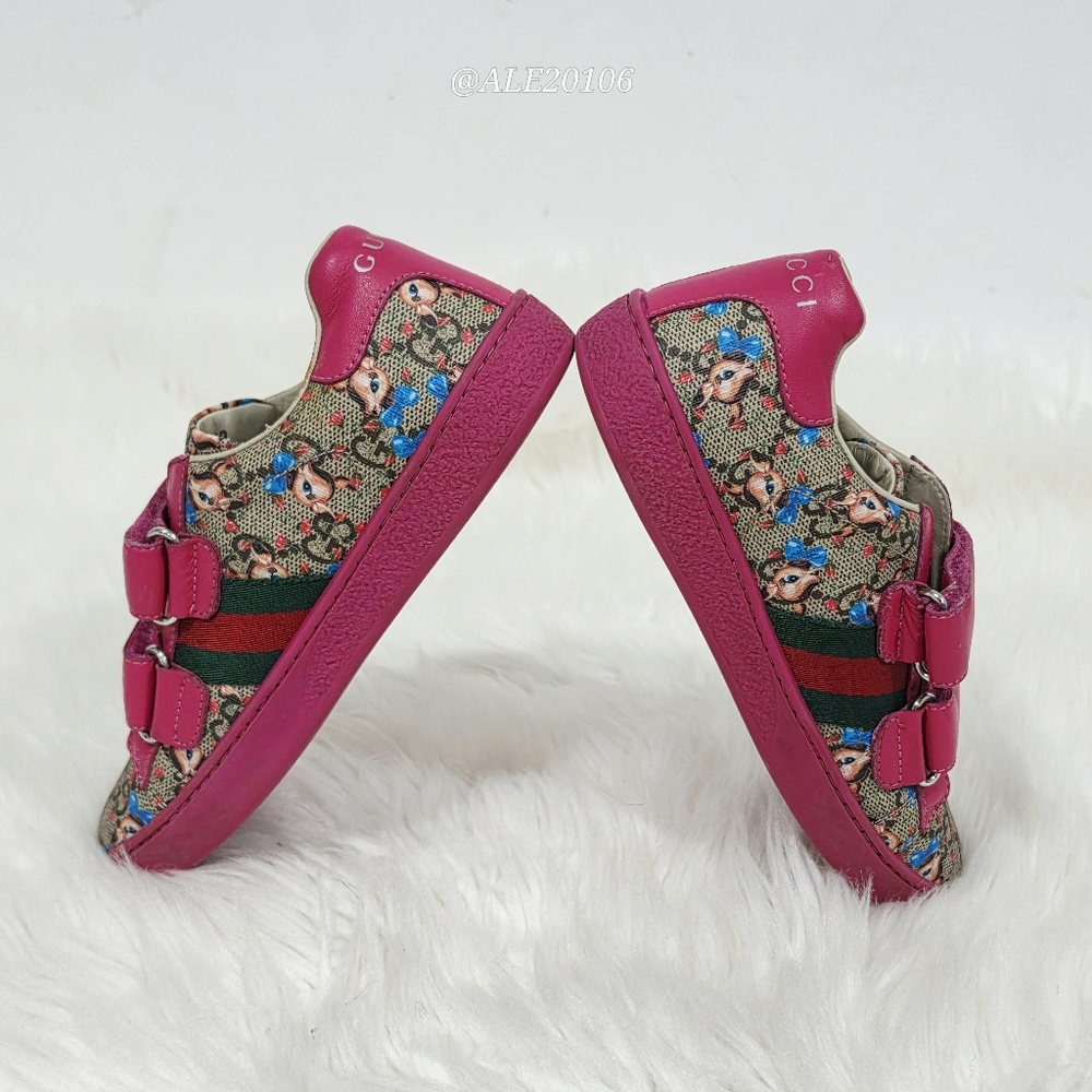 Gucci Bambi GG Canvas Kids Sneakers Pink EU 31 US 13C Rare - Picture 6 of 13
